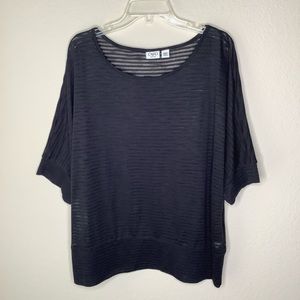 Cato Oversized Sheer Black Scoop Neck Tunic 26/28